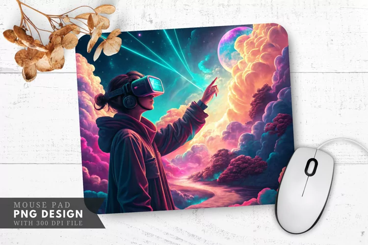 Virtual Reality Bliss A Surreal Experience Mouse Pad PNG
