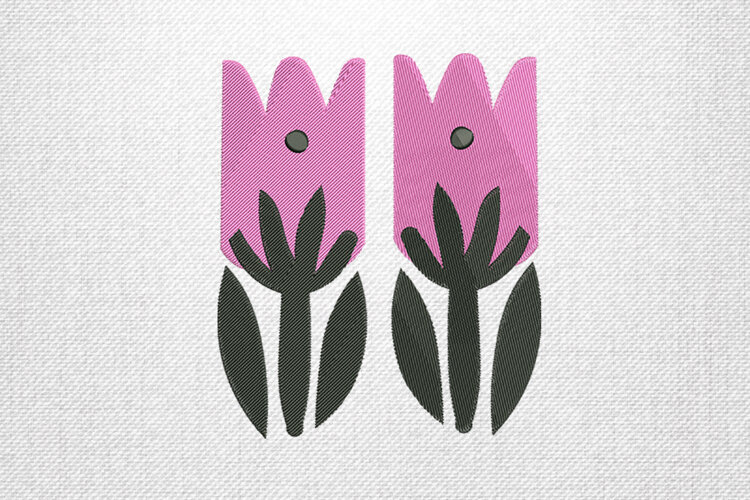 Minimal Pink Tulip Duo Embroidery Design example image 1