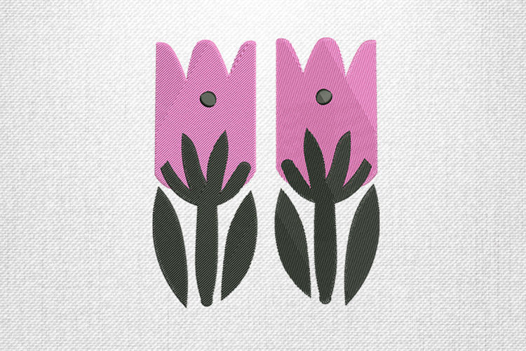 Minimal Pink Tulip Duo Embroidery Design