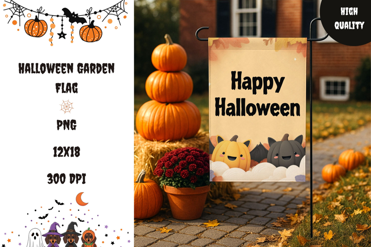 Welcome Garden Flag, Halloween Pumpkins Garden Flag