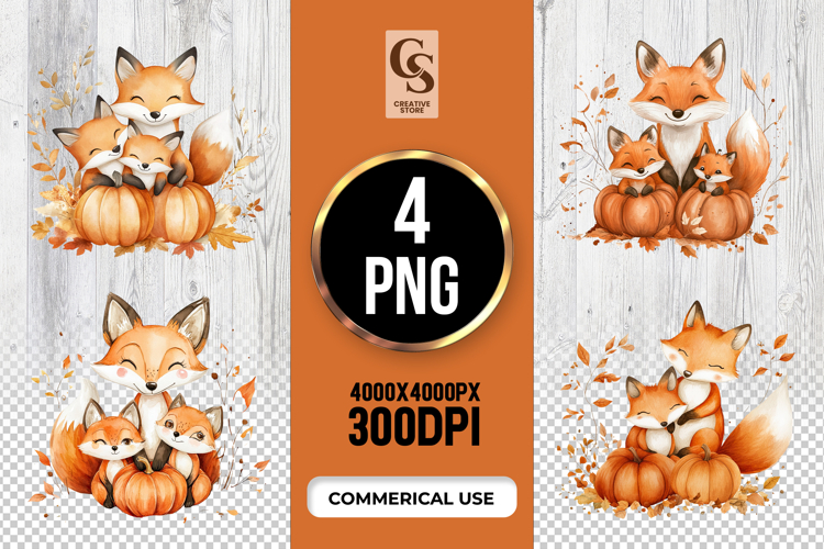 Fox Family Clipart Sublimation PNG