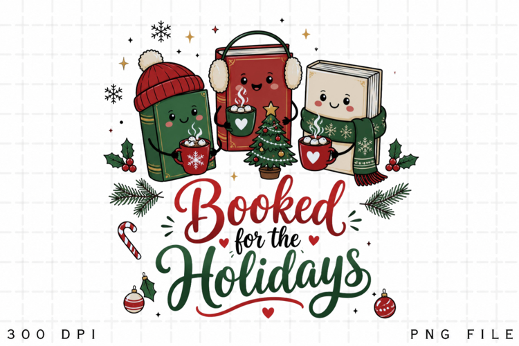 Booked For The Holidays SVG PNG, Christmas Book Lover SVG