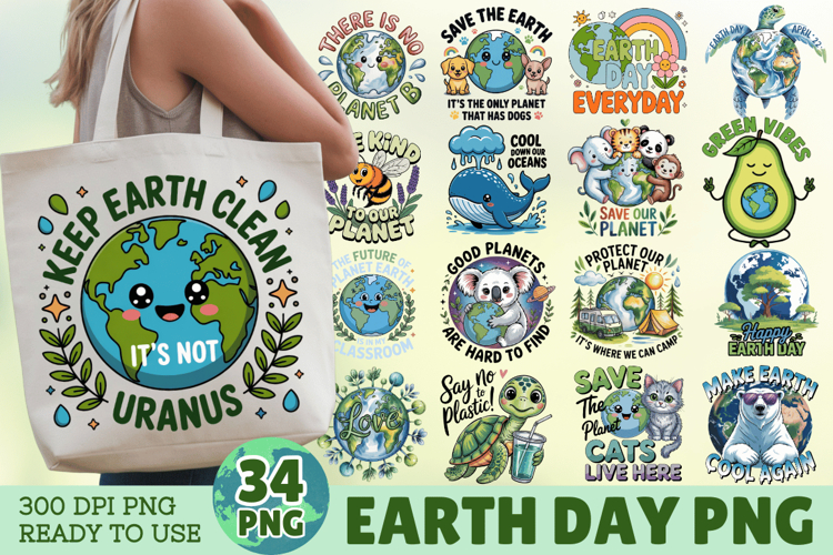 Earth Day PNG Sublimation Design Bundle | Earth Day PNG Desi