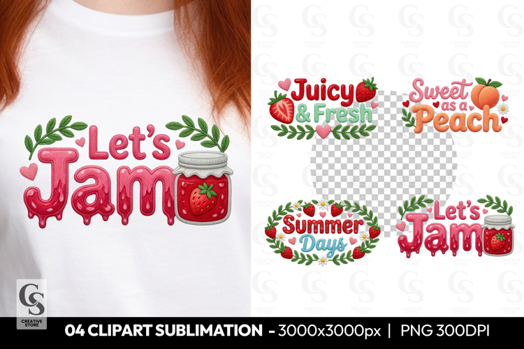 Let’s Jam Strawberry Summer Clipart PNG Sublimation