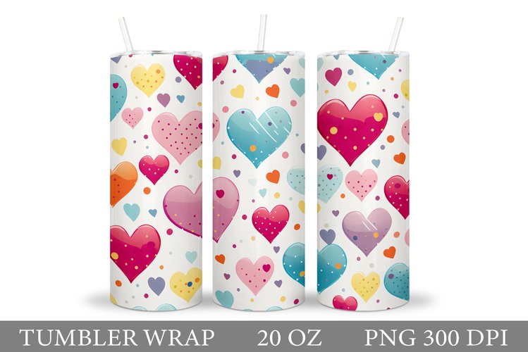 Hearts Tumbler Sublimation. Valentines Tumbler Design