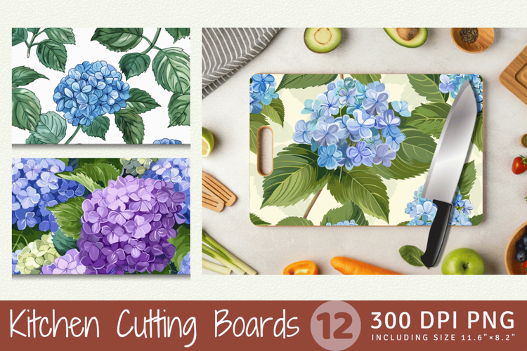 Hydrangea Flowers Cutting Boards sublimation Design