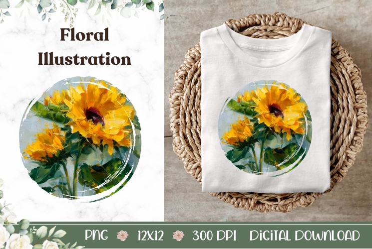 Sunflowers Illustration, Flowers PNG, Art Sunflowers PNG