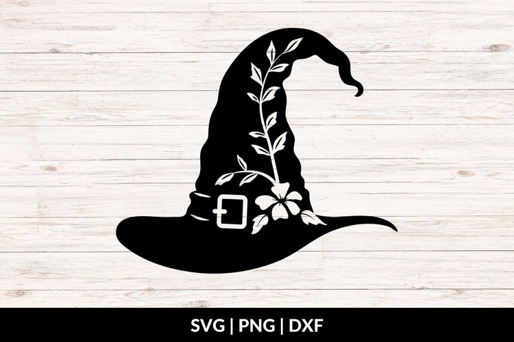 Witch Hat with Floral Design SVG, PNG, DXF