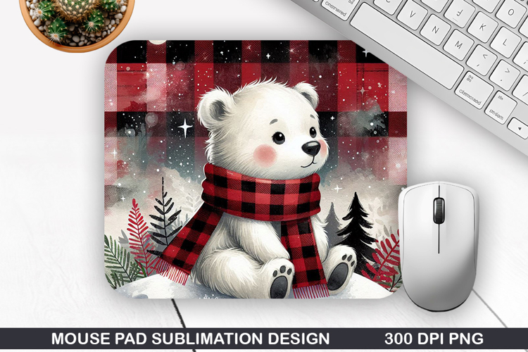 Polar Bear Mouse Pad Sublimation, Christmas Mouse Pad PNG