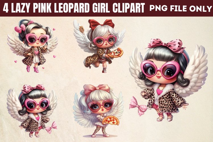 Lazy Pink Leopard girl for Clipart PNG