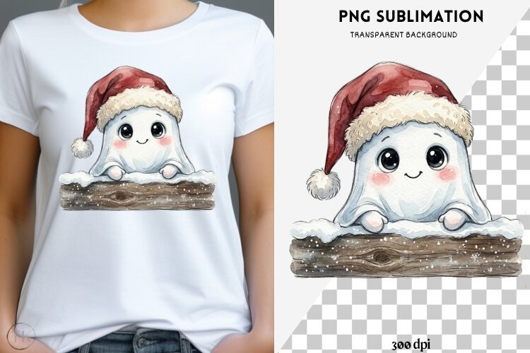 Christmas peeking character png design for T-shirts example image 1