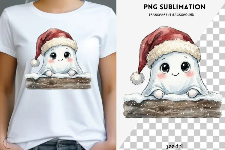 Christmas peeking character png design for T-shirts