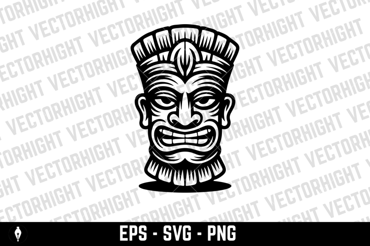 Traditional polynesian tiki idol. Illustration of tribal tik
