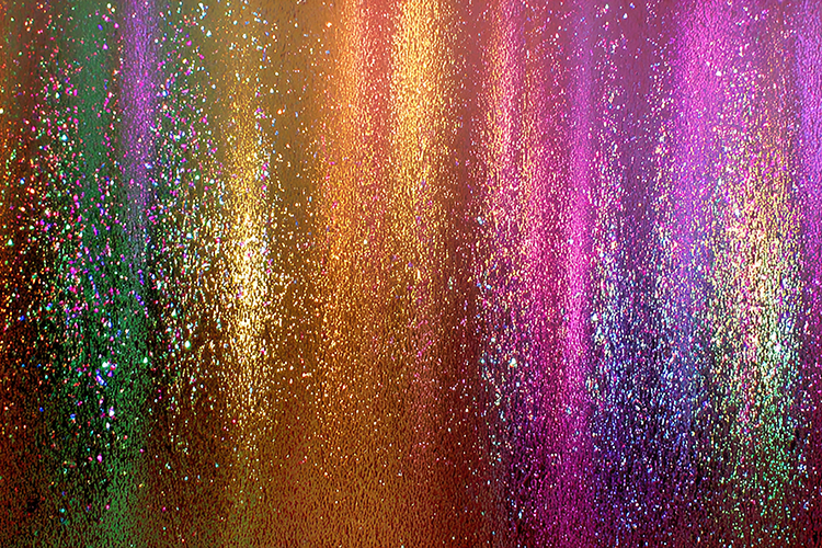 Glittery texture and rainbow hues