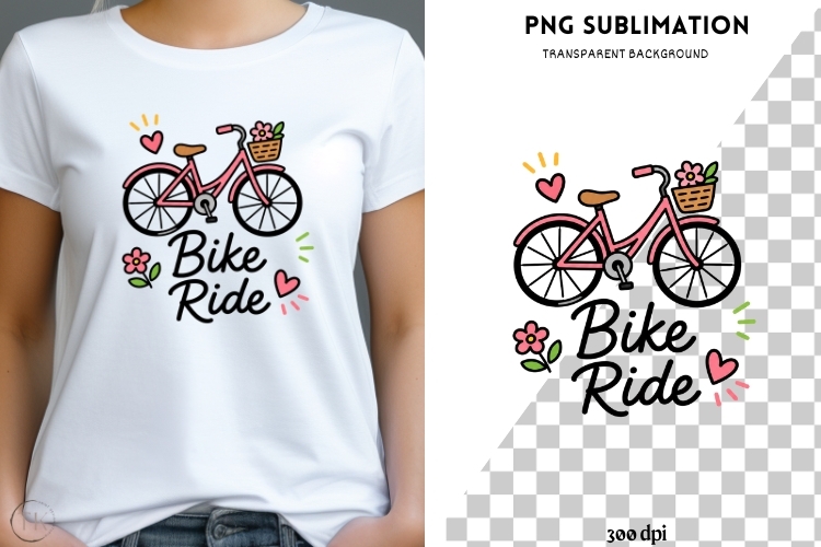 Bike Ride PNG | Cute Bicycle Clipart | Floral Bike Design