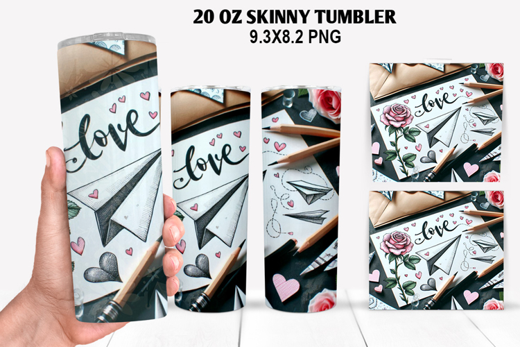 Valentine Skinny Tumbler 20oz Wrap Design, Valentine Tumbler