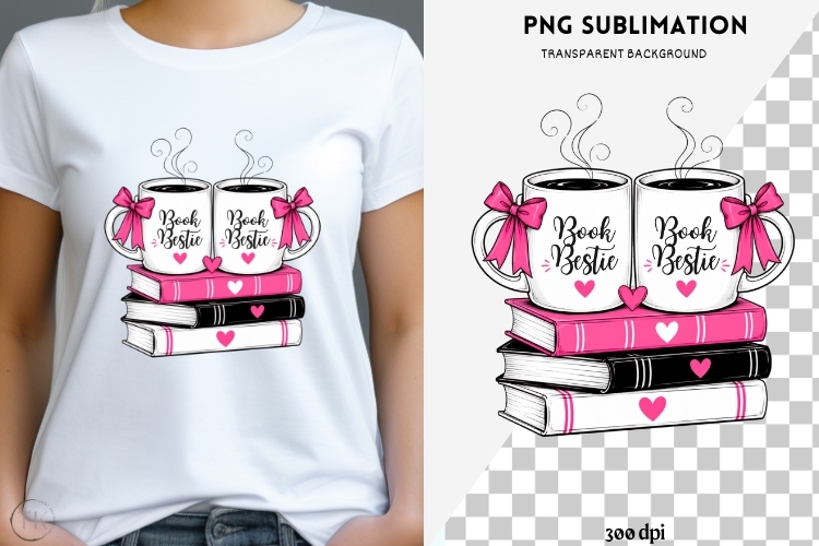 Book besties png design for T-shirts
