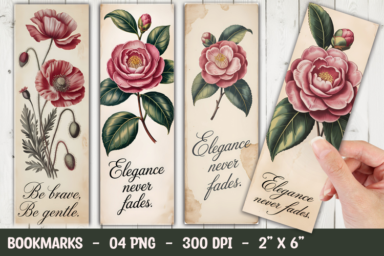 Elegant Rose Floral Bookmark Sublimation