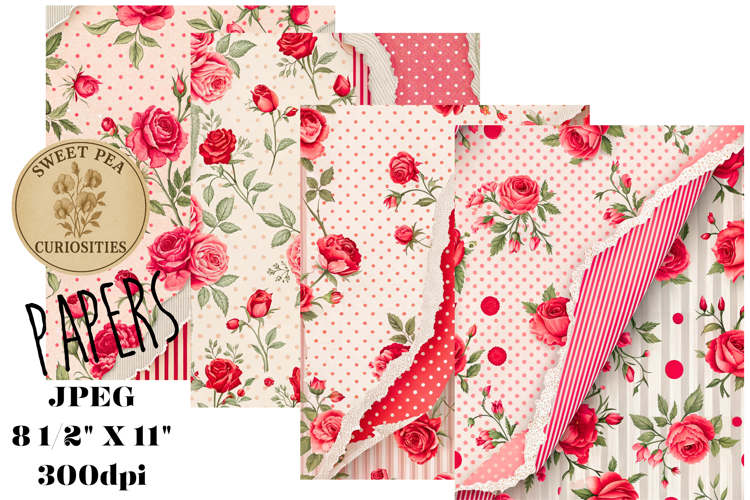 Valentines, Shabby Chic, Papers, Junk Journal