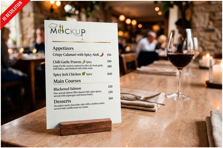 Restaurant Menu Card Table