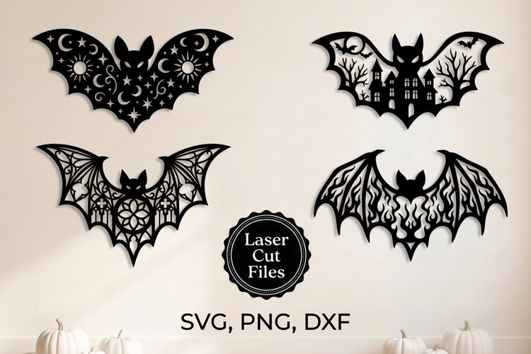 Halloween Bat SVG, Laser Cut Files for Spooky Decor example image 1