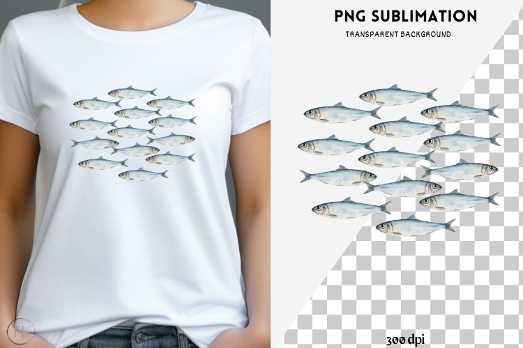 Sardines png design for T-shirts