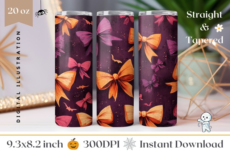 Cute Bows Tumbler Wrap, Cartoon Halloween Bats Tumbler