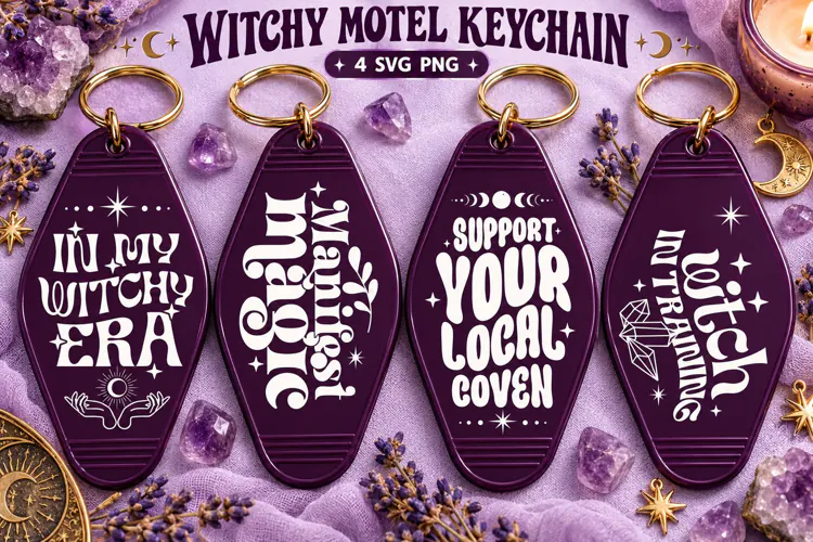 Witchy Motel Keychain SVG PNG, Mystic Coven Quotes
