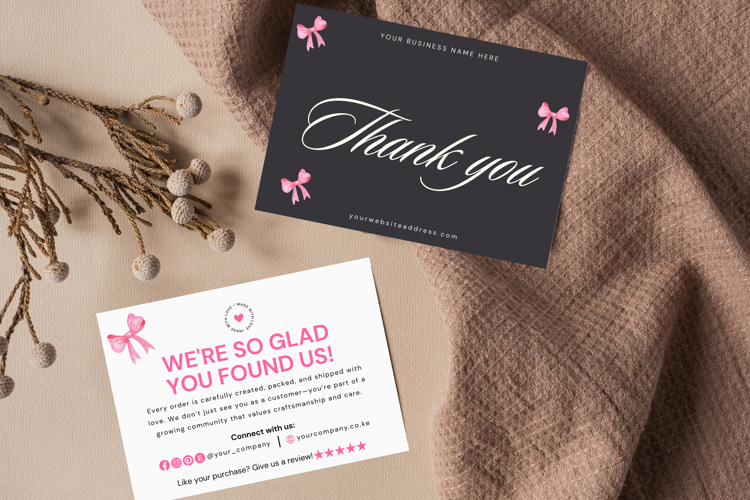 Luxury Coquette Thank You Card Template | Pink Elegant