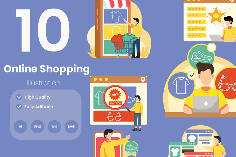 Online Shopping Illustration Pack