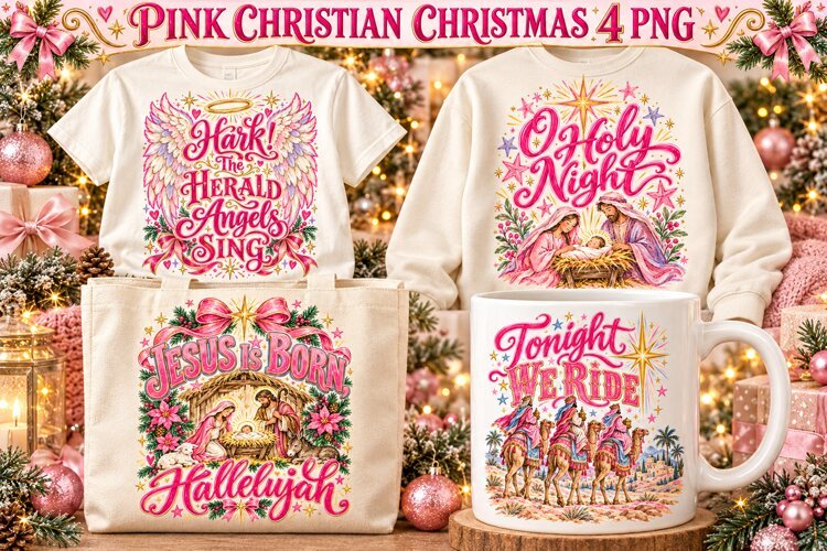 Pink Christian Christmas PNG, Preppy Nativity Jesus example image 1