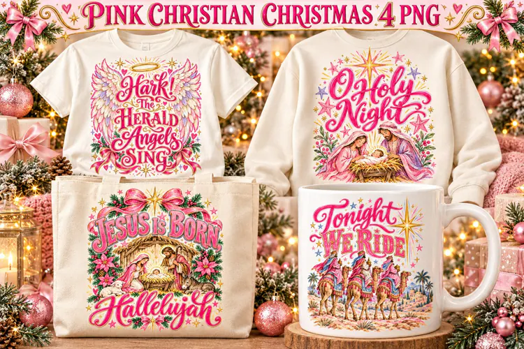 Pink Christian Christmas PNG, Preppy Nativity Jesus