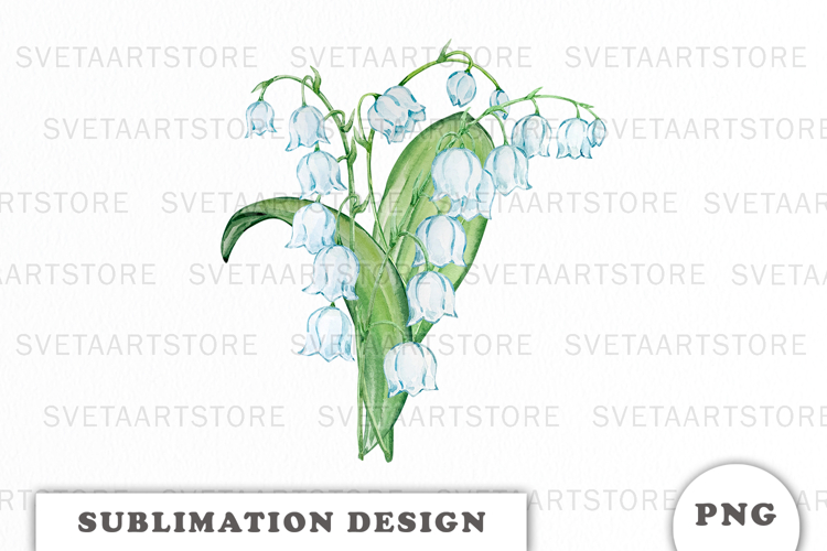 Watercolor Lily of the Valley Flowers Bouquet png