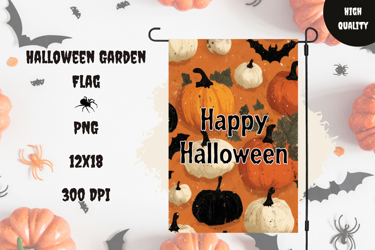Fall Pumpkins Garden Flag, Happy Halloween Garden Flag
