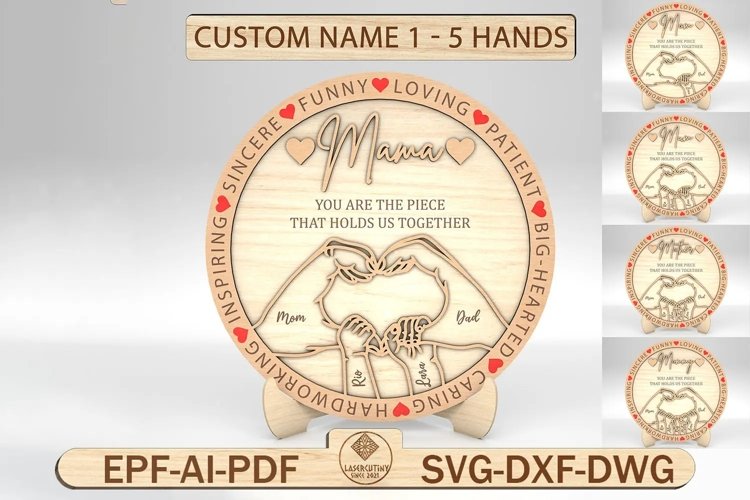 Personalized Mom And Kid Hands Sign SVG