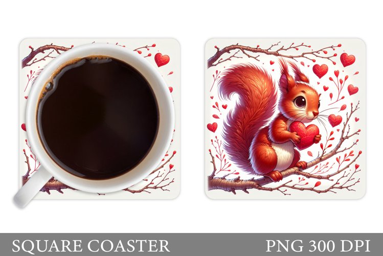 Valentines Squirrel Coaster. Squirrel Coaster Sublimation