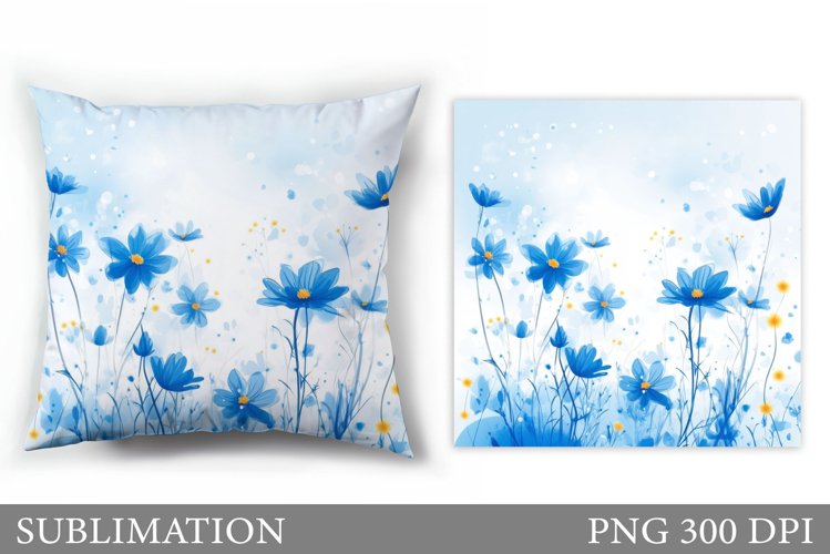 Floral Sublimation. Wildflowers Pillow Sublimation example image 1