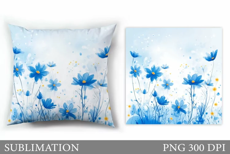 Floral Sublimation. Wildflowers Pillow Sublimation