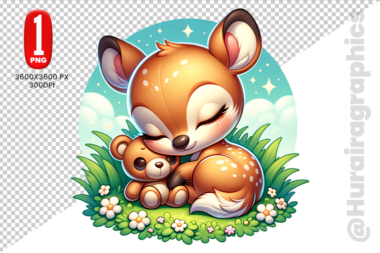 Cute Deer Clipart - PNG File