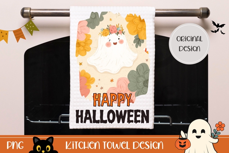 Cartoon Halloween Ghost Towel, Halloween Towel Template