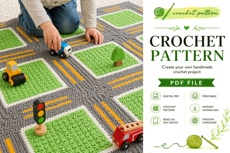 Roadway Play Mat Crochet Blanket Pattern PDF