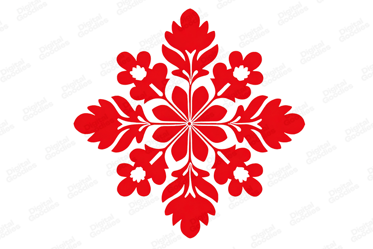 Red Floral Symmetric Motif Decorative Design