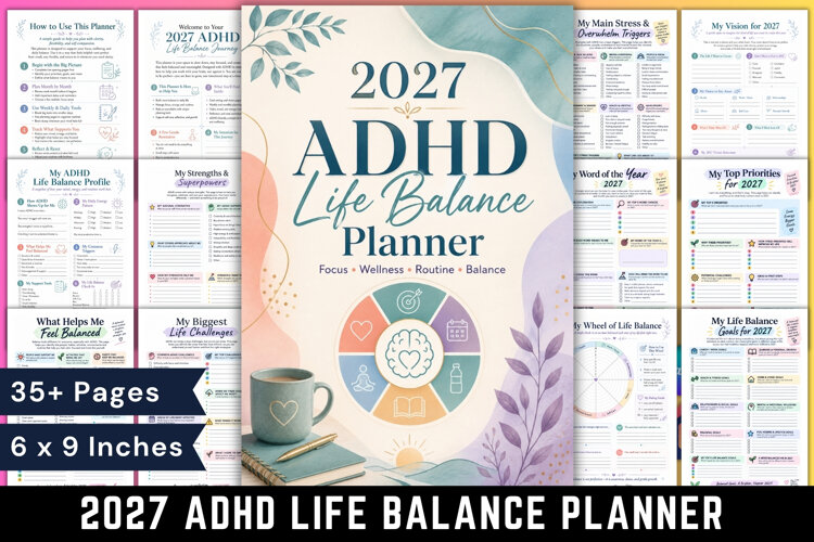 2027 ADHD Life Balance Planner example image 1
