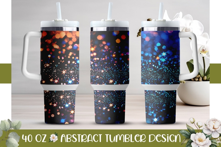 Blue Glitter Tumbler Design, Blue 40 Oz Tumbler Template