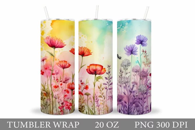 Flowers Tumbler Design. Wildflowers Tumbler Sublimation