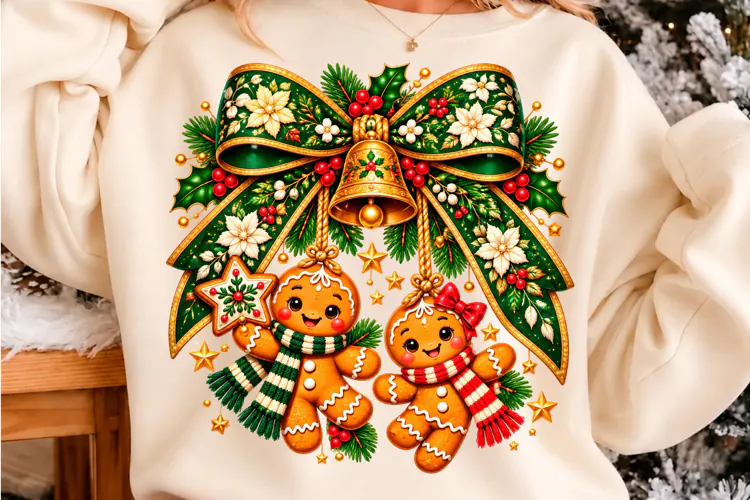 Gingerbread Christmas Bow Design