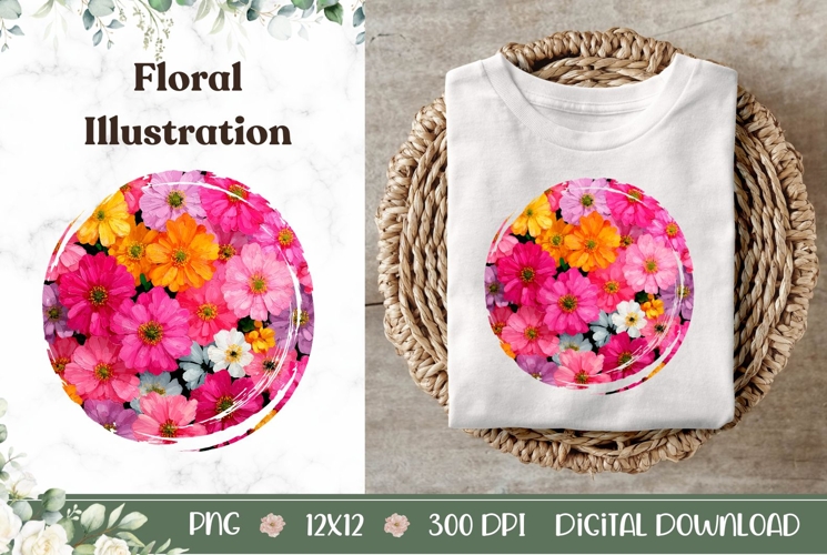 Cartoon Pink Flowers Illustration, Nature PNG, Summer PNG