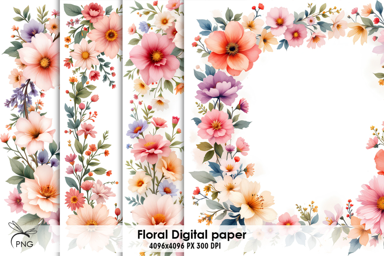 Floral digital paper, background clipart