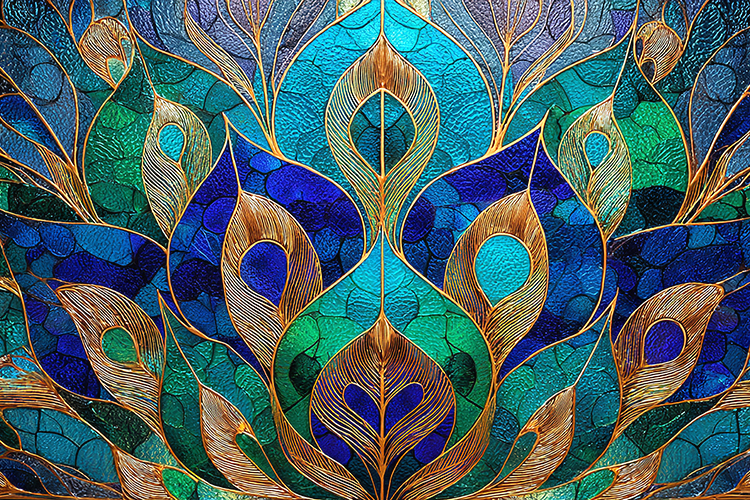 Luxurious Stained Glass Peacock Feather Mosaic Art