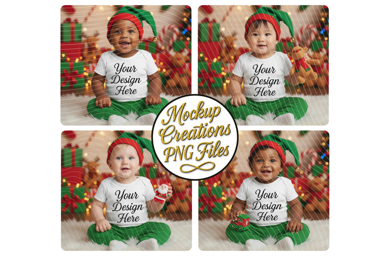Christmas Baby Mockup Bundle | 4 PNG Photo Mockups